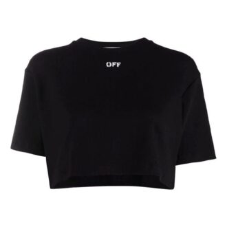 Camiseta de manga corta con microestampado del logotipo Off-White, corte ajustado, color negro