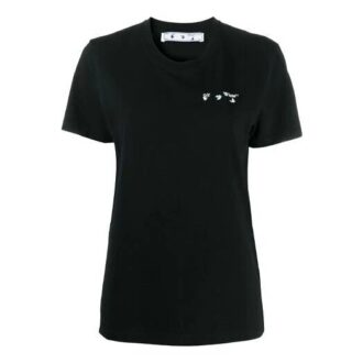 Camiseta de manga corta con microestampado del logotipo Off-White, corte ajustado, color negro