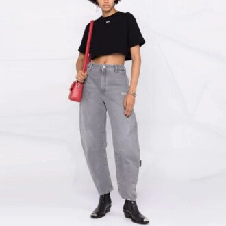 Camiseta de manga corta con microestampado del logotipo Off-White, corte ajustado, color negro