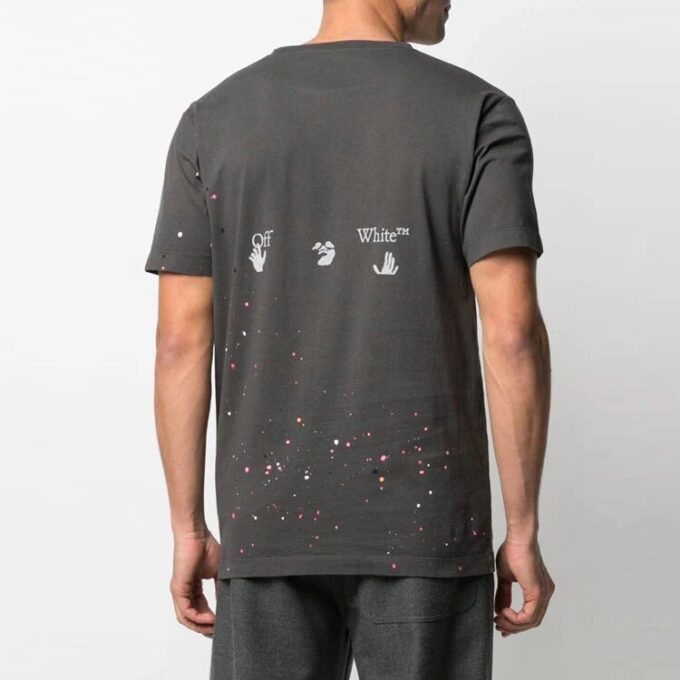 Camiseta de manga corta con salpicaduras de pintura vintage «Magnet White»