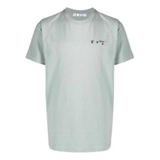 Camiseta de manga corta de algodón con logotipo bordado Off-White para hombre, color verde