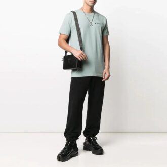 Camiseta de manga corta de algodón con logotipo bordado Off-White para hombre, color verde