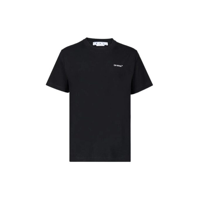 Camiseta de manga corta de algodón estampada de color liso Off-White para hombre, colección primavera-verano 2022, color negro