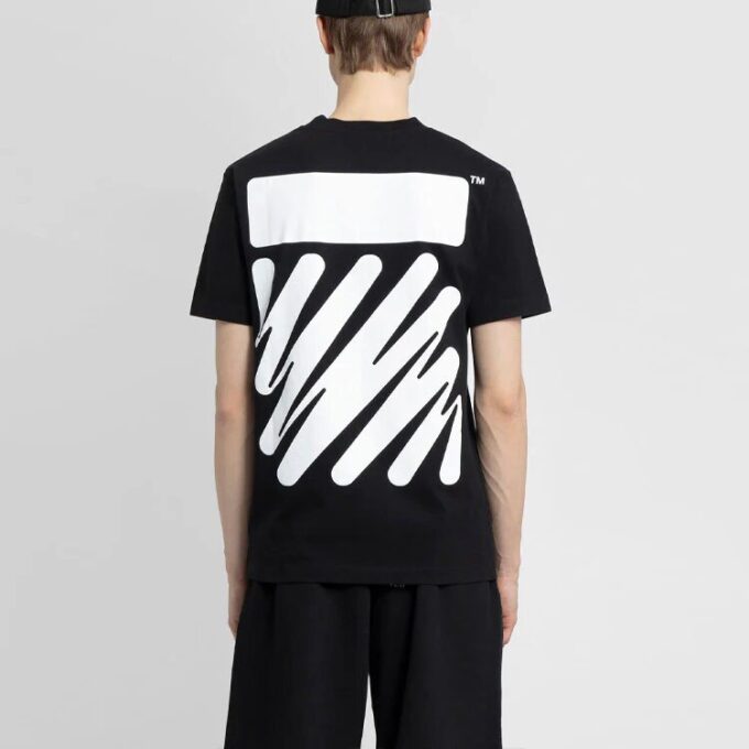 Camiseta de manga corta de algodón estampada de color liso Off-White para hombre, colección primavera-verano 2022, color negro