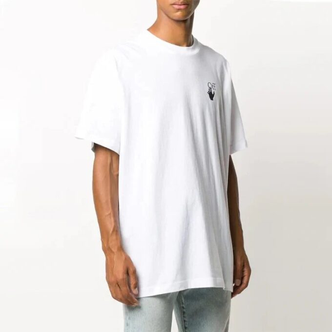 Camiseta de manga corta FW20 con esqueleto humano y flecha para hombre, color blanco