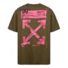 Camiseta de manga corta holgada con estampado de flechas de grafiti para hombre de Off-White en verde militar