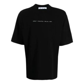Camiseta de manga corta holgada con estampado de flechas y letras Off-White para hombre, colección Otoño-Invierno 2021, color negro Camiseta de manga corta holgada con estampado de flechas y letras Off-White para hombre, colección Otoño-Invierno 2021, color negro