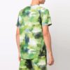 Camiseta de manga corta holgada con estampado de letras y efecto tie-dye, color verde, pantalones cortos, colección SS21