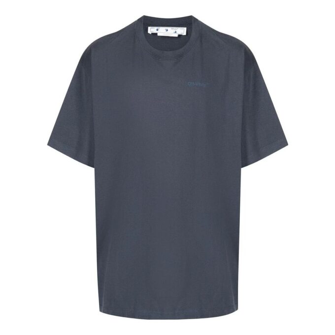 Camiseta de manga corta holgada con estampado de rayas azul marino para hombre de Off-White