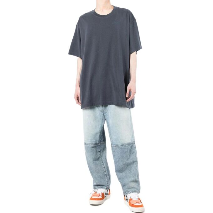 Camiseta de manga corta holgada con estampado de rayas azul marino para hombre de Off-White
