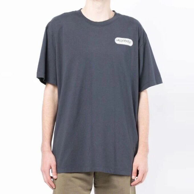 Camiseta de manga corta holgada con estampado del logotipo Alphabet, azul marino