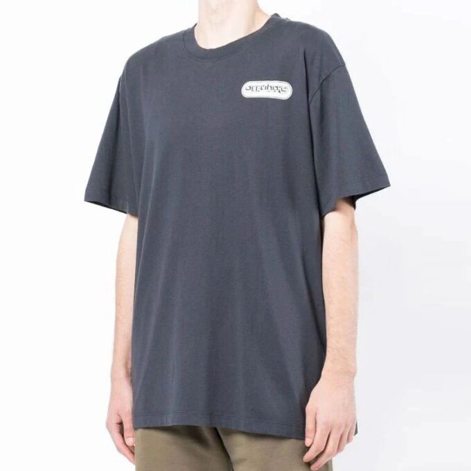 Camiseta de manga corta holgada con estampado del logotipo Alphabet, azul marino