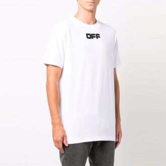Camiseta de manga corta holgada con estampado del logotipo FW21, color blanco Camiseta de manga corta holgada con estampado del logotipo FW21, color blanco