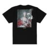 Camiseta de manga corta holgada con estampado en la espalda, color negro