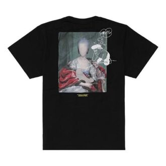 Camiseta de manga corta holgada con estampado en la espalda, color negro Camiseta de manga corta holgada con estampado en la espalda, color negro