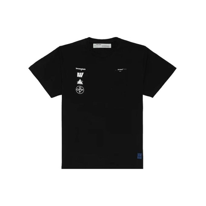 Camiseta de manga corta holgada con estampado en la espalda, color negro