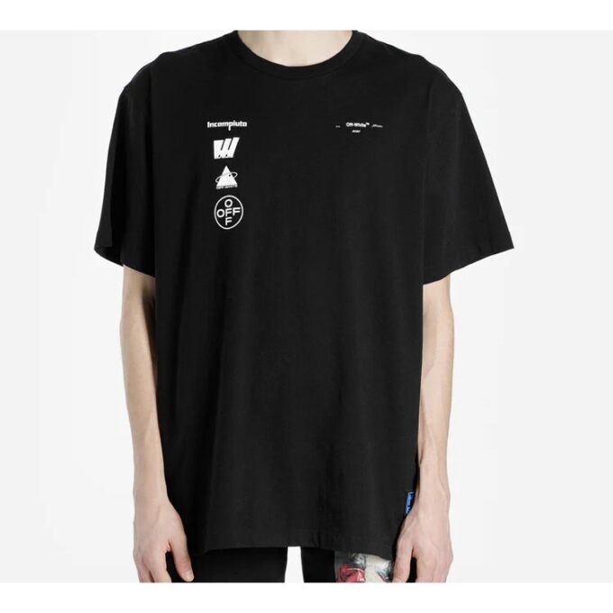 Camiseta de manga corta holgada con estampado en la espalda, color negro