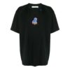 Camiseta de manga corta holgada con estampado negro en pantalones cortos