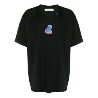 Camiseta de manga corta holgada con estampado negro en pantalones cortos Camiseta de manga corta holgada con estampado negro en pantalones cortos