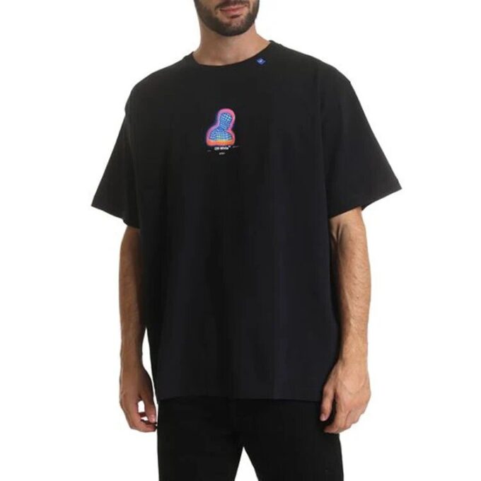 Camiseta de manga corta holgada con estampado negro en pantalones cortos