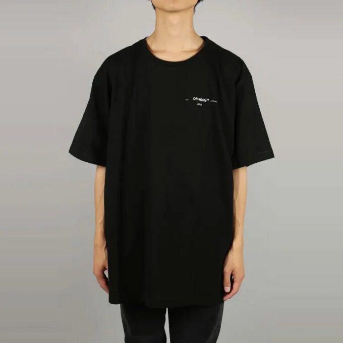Camiseta de manga corta holgada Off-White para hombre c/o Distress Black Gray 3D Sketch Arrow