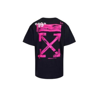 Camiseta de manga corta holgada para hombre Off-White con estampado de flechas y grafitis en negro Camiseta de manga corta holgada para hombre Off-White con estampado de flechas y grafitis en negro