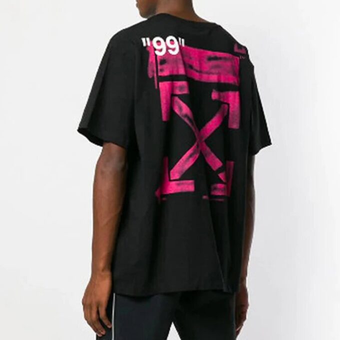Camiseta de manga corta holgada para hombre Off-White con estampado de flechas y grafitis en negro