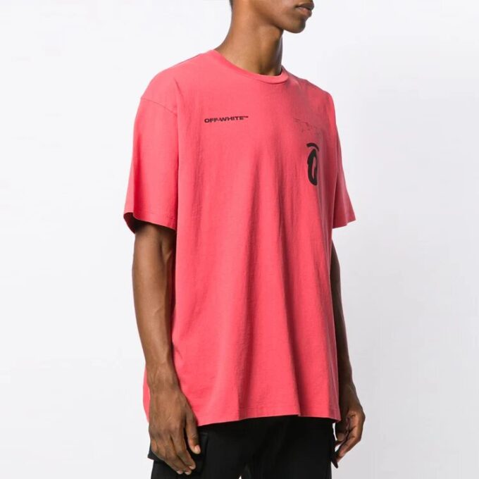 Camiseta de manga corta holgada Splitted Arrows, talla grande, color rojo