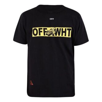 Camiseta de algodón estampada de manga corta negra
