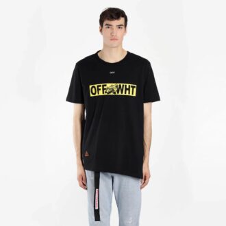 Camiseta de algodón estampada de manga corta negra
