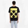 Camiseta de algodón estampada de manga corta negra