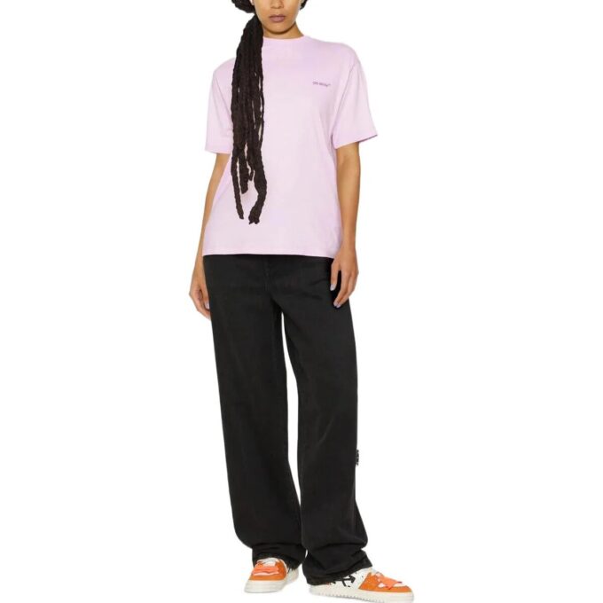 Camiseta de manga corta Off-White con estampado diagonal «Light Pink»
