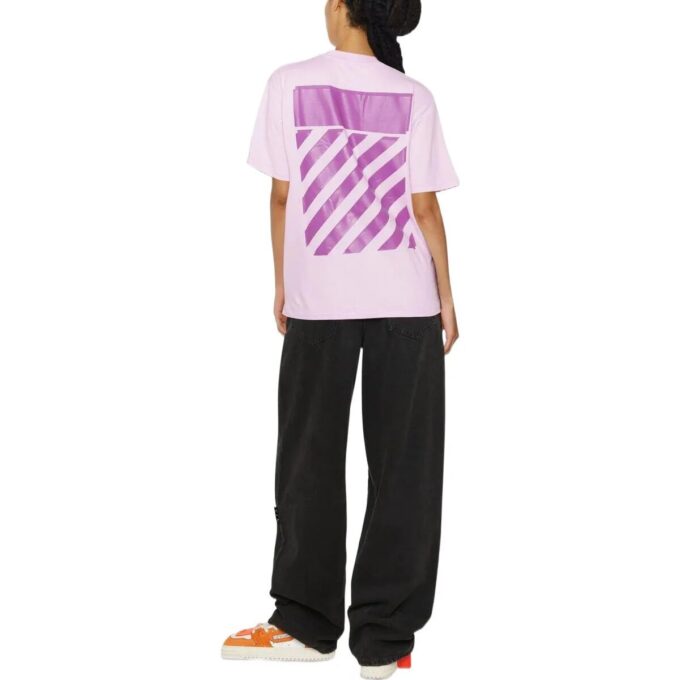 Camiseta de manga corta Off-White con estampado diagonal «Light Pink»