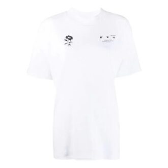 Camiseta de manga corta Off-White con estampado floral en la espalda, color blanco