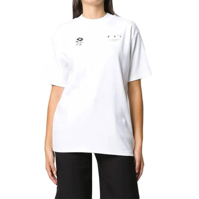 Camiseta de manga corta Off-White con estampado floral en la espalda, color blanco