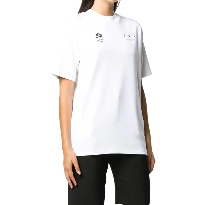 Camiseta de manga corta Off-White con estampado floral en la espalda, color blanco