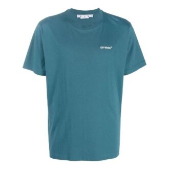 Camiseta de manga corta Off-White para hombre, colección primavera-verano 2022, color liso con estampado del logotipo de flecha, versión azul Camiseta de manga corta Off-White para hombre, colección primavera-verano 2022, color liso con estampado del logotipo de flecha, versión azul