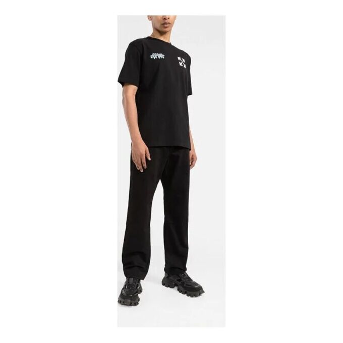 Camiseta de manga corta Off-White para hombre, colección primavera-verano 2022, con estampado clásico de flechas y letras en el pecho, color negro