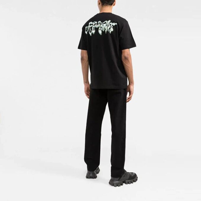 Camiseta de manga corta Off-White para hombre, colección primavera-verano 2022, con estampado clásico de flechas y letras en el pecho, color negro