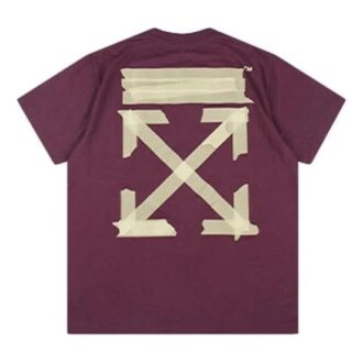Camiseta de manga corta Off-White para hombre con parche de correa de goma Bronzing Arrow, color morado Camiseta de manga corta Off-White para hombre con parche de correa de goma Bronzing Arrow, color morado