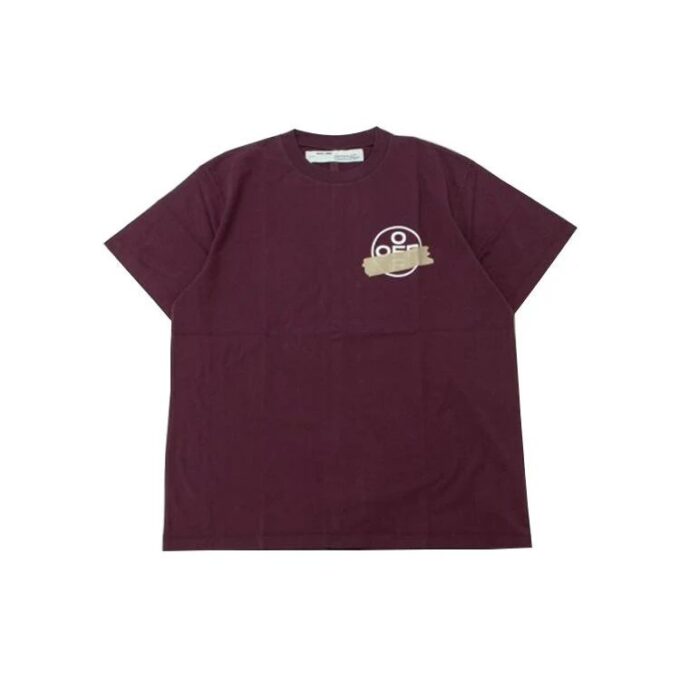 Camiseta de manga corta Off-White para hombre con parche de correa de goma Bronzing Arrow, color morado