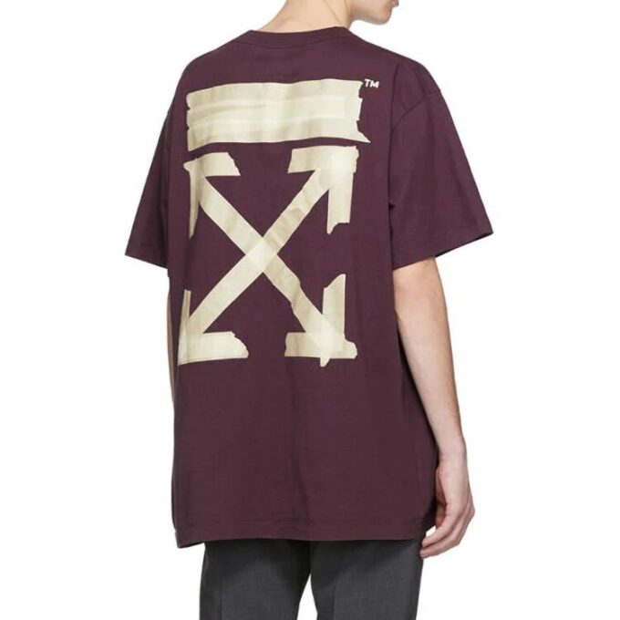 Camiseta de manga corta Off-White para hombre con parche de correa de goma Bronzing Arrow, color morado