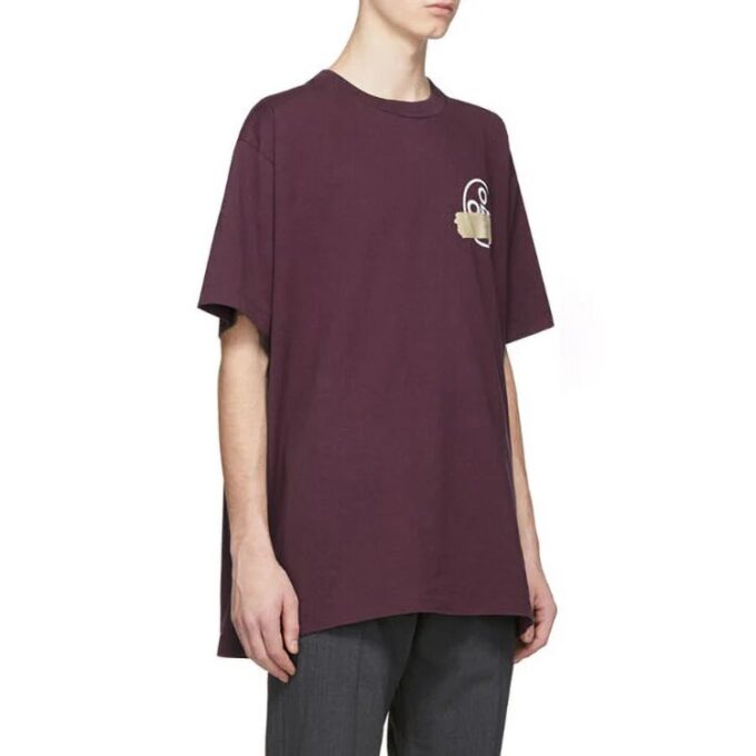 Camiseta de manga corta Off-White para hombre con parche de correa de goma Bronzing Arrow, color morado