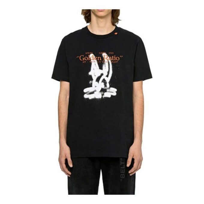 Camiseta de manga corta Off-White para hombre, de algodón, con estampado de letras y flecha en la espalda, color negro