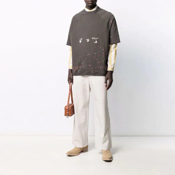 Camiseta de manga corta para hombre Off-White, colección primavera-verano 2021, versión estándar, color gris