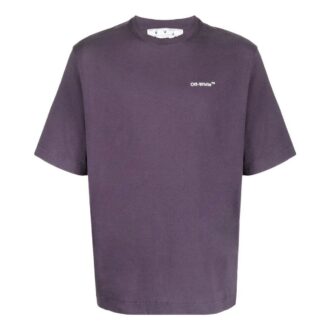 Camiseta de manga corta para hombre Off-White, cuello redondo, estampado Carravagio en la espalda y logotipo en el pecho, color morado Camiseta de manga corta para hombre Off-White, cuello redondo, estampado Carravagio en la espalda y logotipo en el pecho, color morado