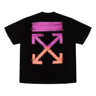 Camiseta de manga corta SS21 con flecha y degradado rosa para hombre, color negro Camiseta de manga corta SS21 con flecha y degradado rosa para hombre, color negro