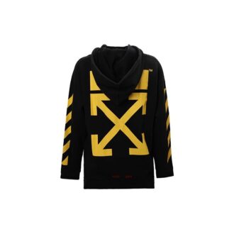 Camiseta de manga larga con capucha y logo estampado en algodón, color negro