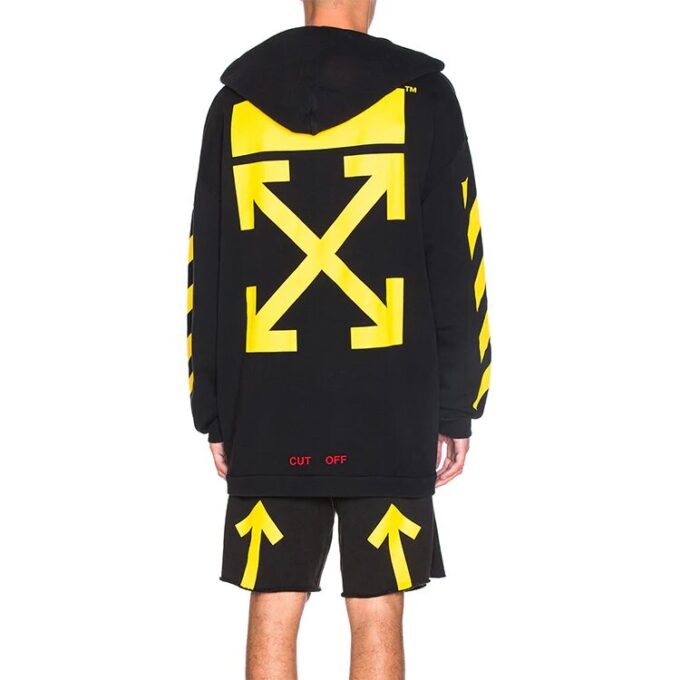 Camiseta de manga larga con capucha y logo estampado en algodón, color negro