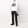 Camiseta de manga larga con capucha y rayas estampadas, versión básica, blanca